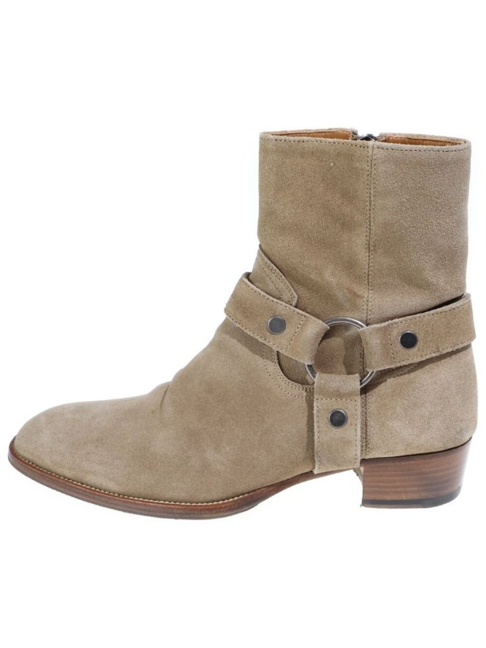 Saint Laurent Paris Wyatt Ring Boots High Cut Beige